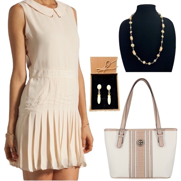 NWT Lovers & Friends Sophistication Cream Collared Pleated Mini Dress sz S - Picture 15 of 16